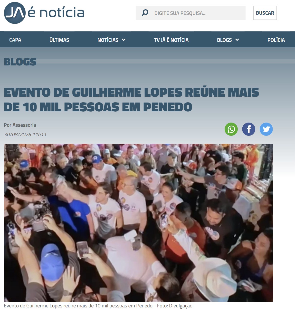 Evento de Guilherme Lopes reúne mais de 10 mil pessoas em Penedo